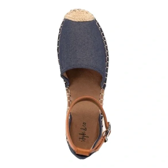 Style Co Paminaa Flat Sandals Navy Denim, NEW - Picture 3 of 5